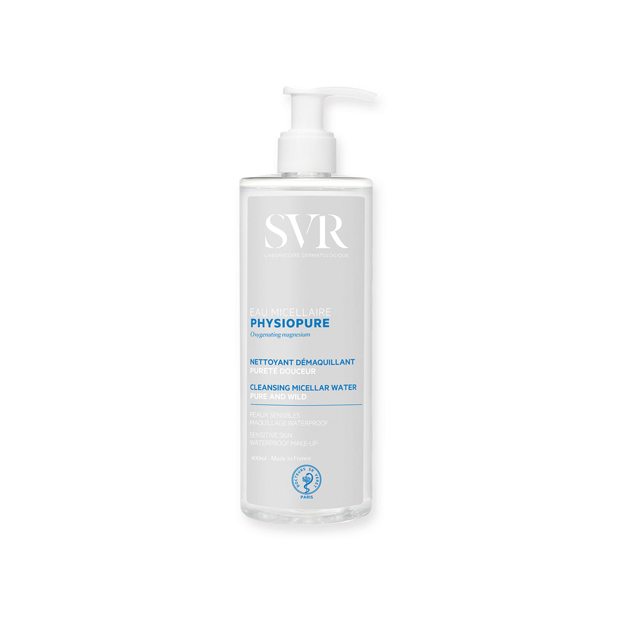 Envase de 400 ml del producto PHYSIOPURE EAU Micellaire en fondo blanco