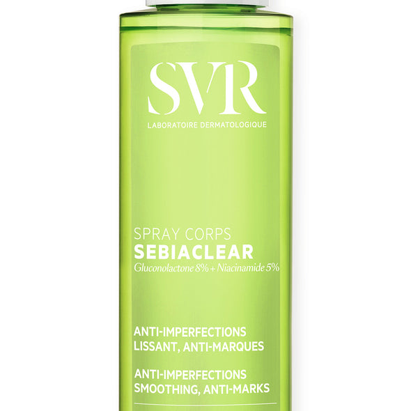 Envase del Spray Corps de Sebiaclear de SVR sobre un fondo blanco