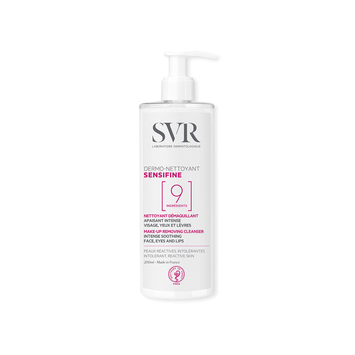 Producto en botella de 200 ml del SENSIFINE Demo-Nettoyant con un fondo blanco