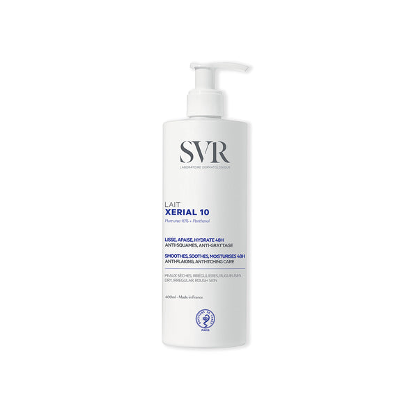 Producto en botella de 400 ml del Lait XERIAL 10 con fondo blanco
