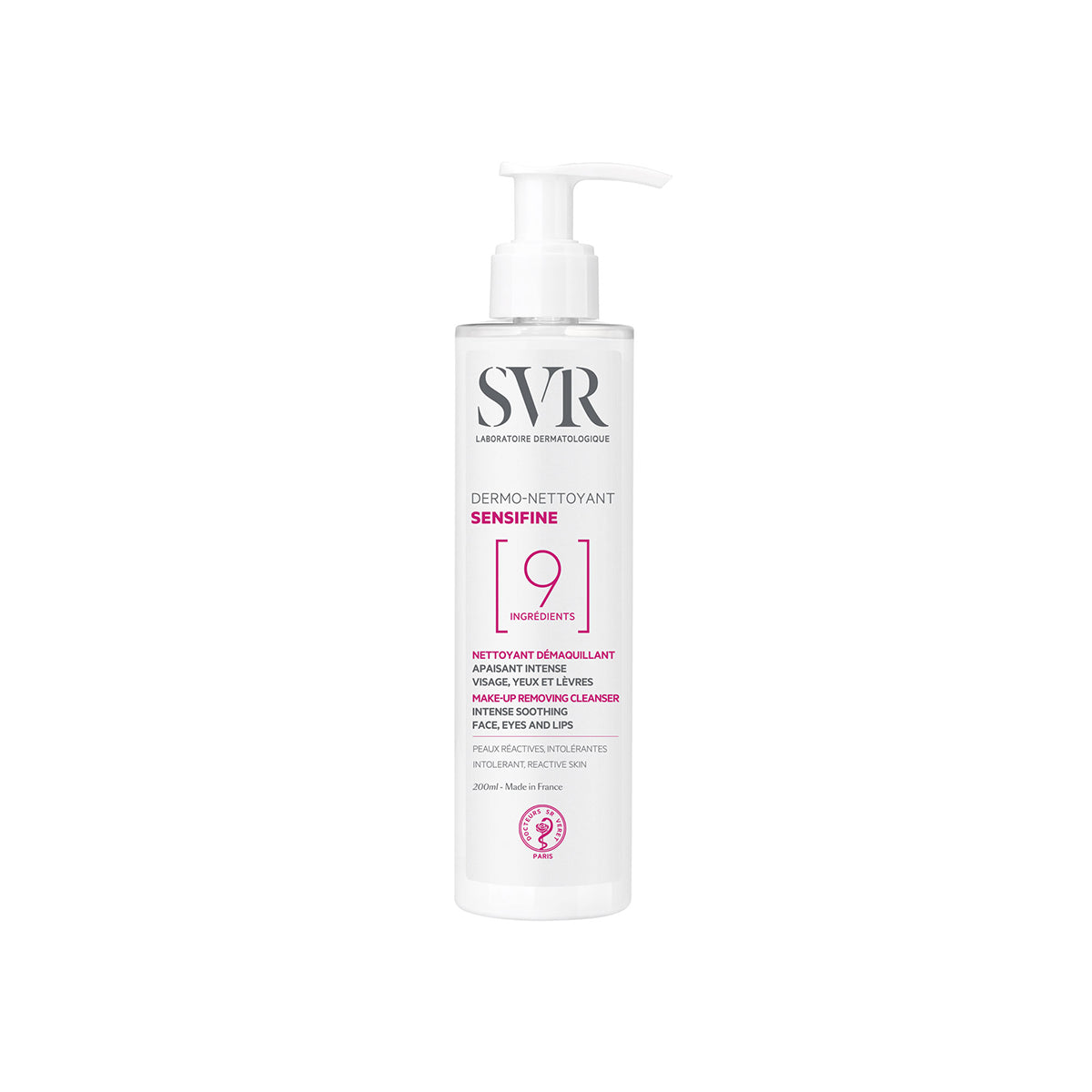 Producto en botella de 200 ml del SENSIFINE Demo-Nettoyant con un fondo blanco