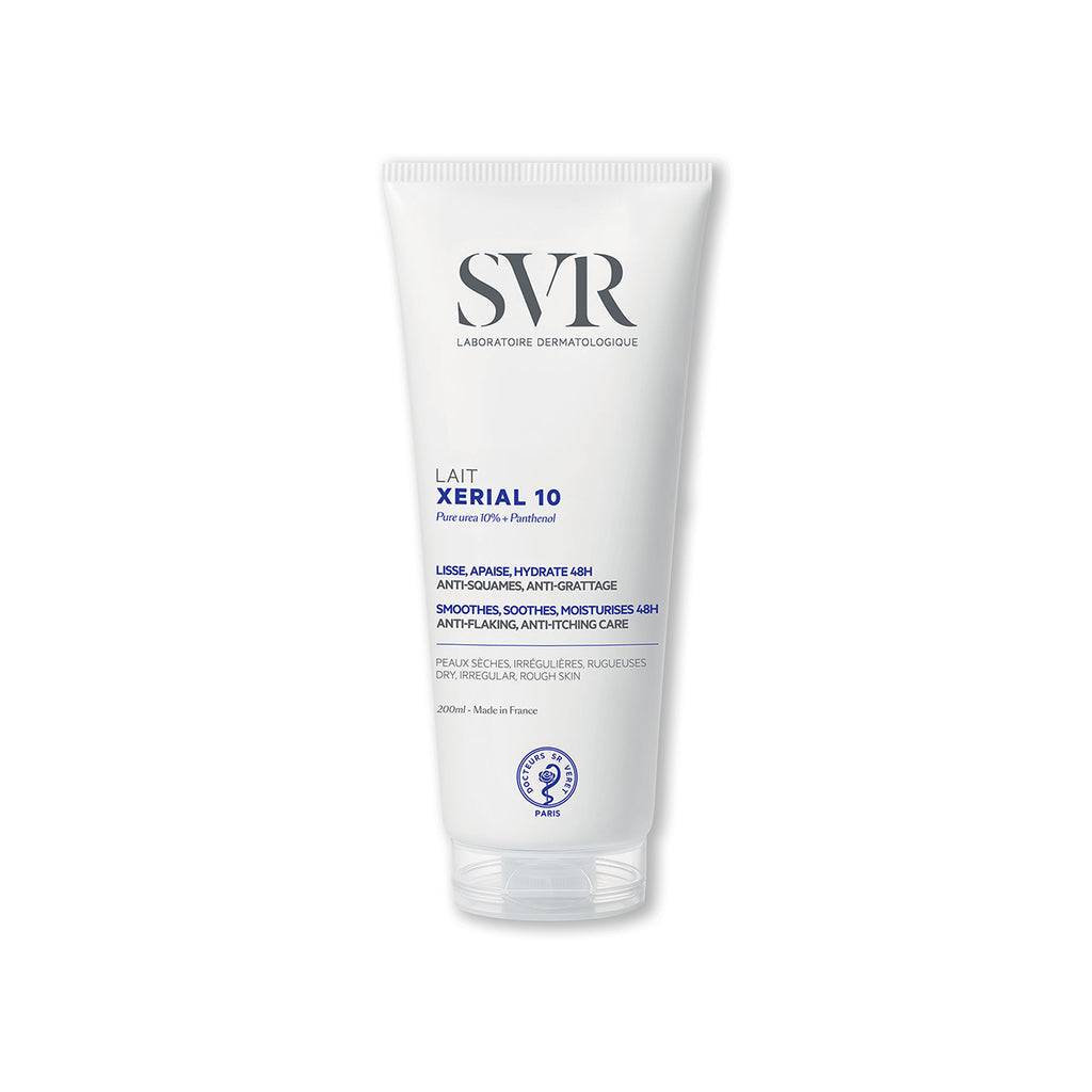 Producto en botella de 200 ml del Lait XERIAL 10 con fondo blanco