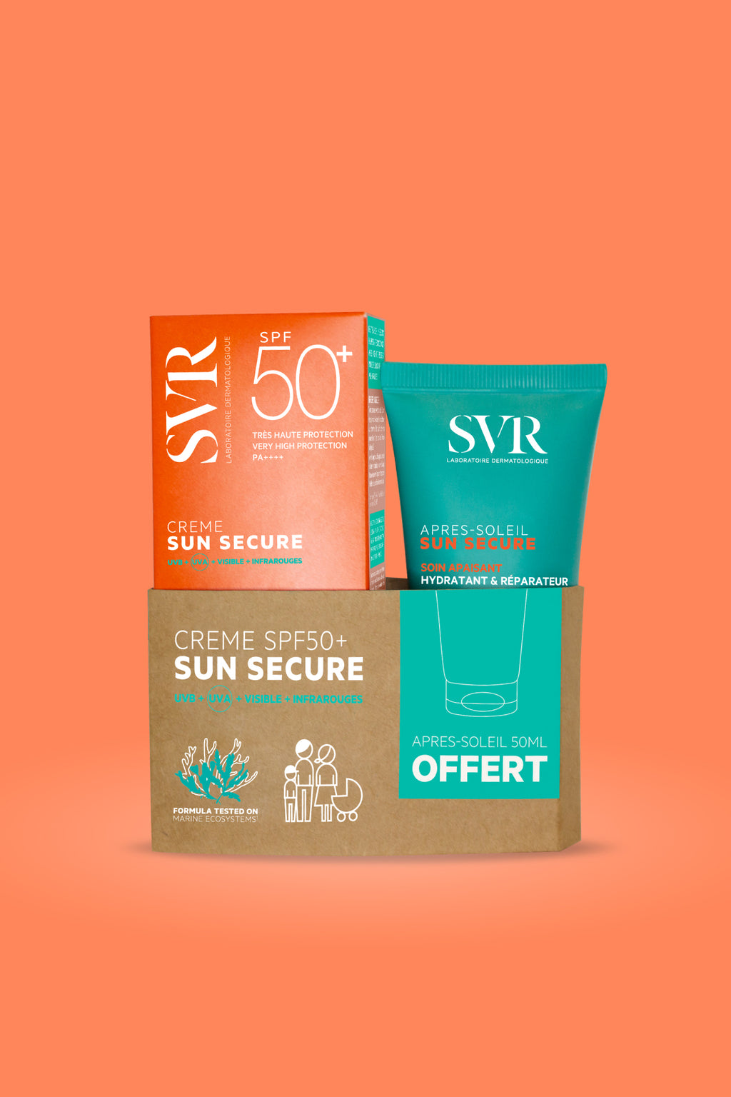 Set Sun Secure Creme SPF 50+ 50ml + Sun Secure Lait Apres Soleil 50ml