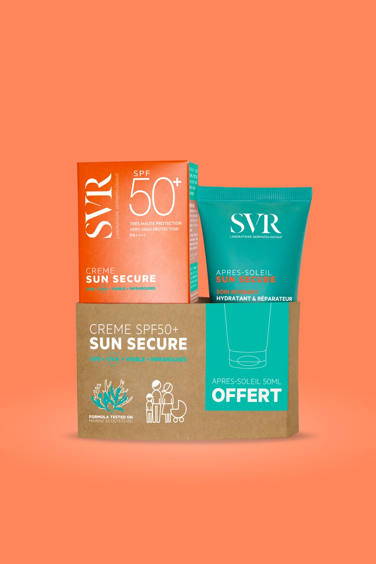 Set Sun Secure Creme SPF 50+ 50ml + Sun Secure Lait Apres Soleil 50ml