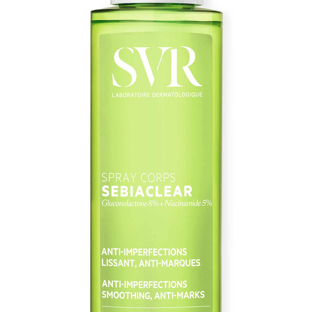 Envase del Spray Corps de Sebiaclear de SVR sobre un fondo blanco