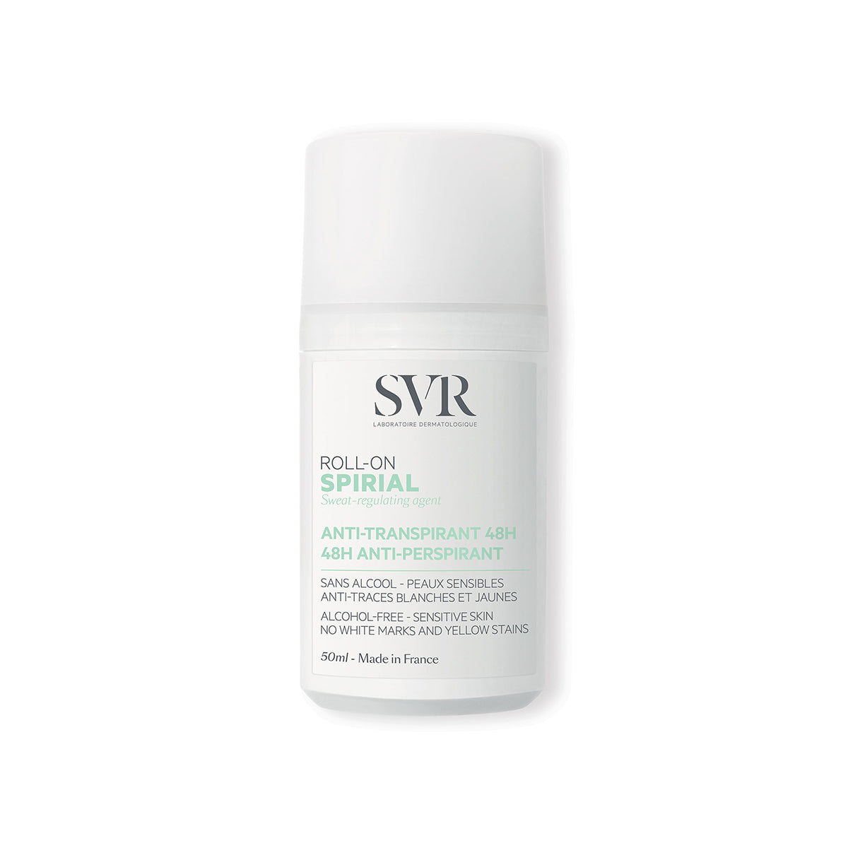 Producto antitranspirante de 50 ml del SPIRIAL Roll-on en un fondo blanco
