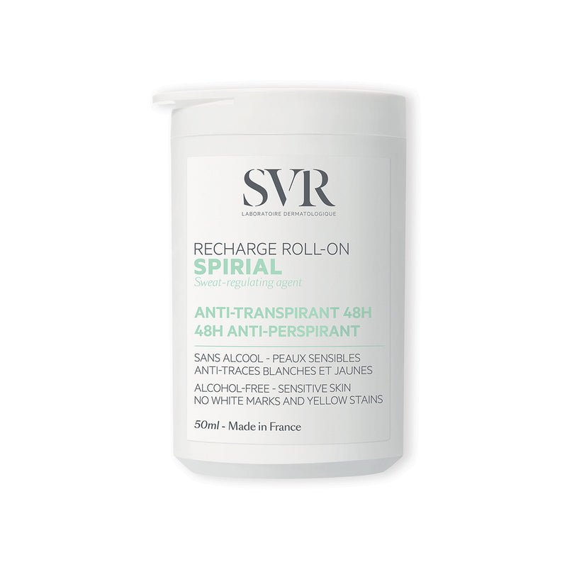 Producto antitranspirante de 50 ml del SPIRIAL Roll-on Recargable en un fondo blanco