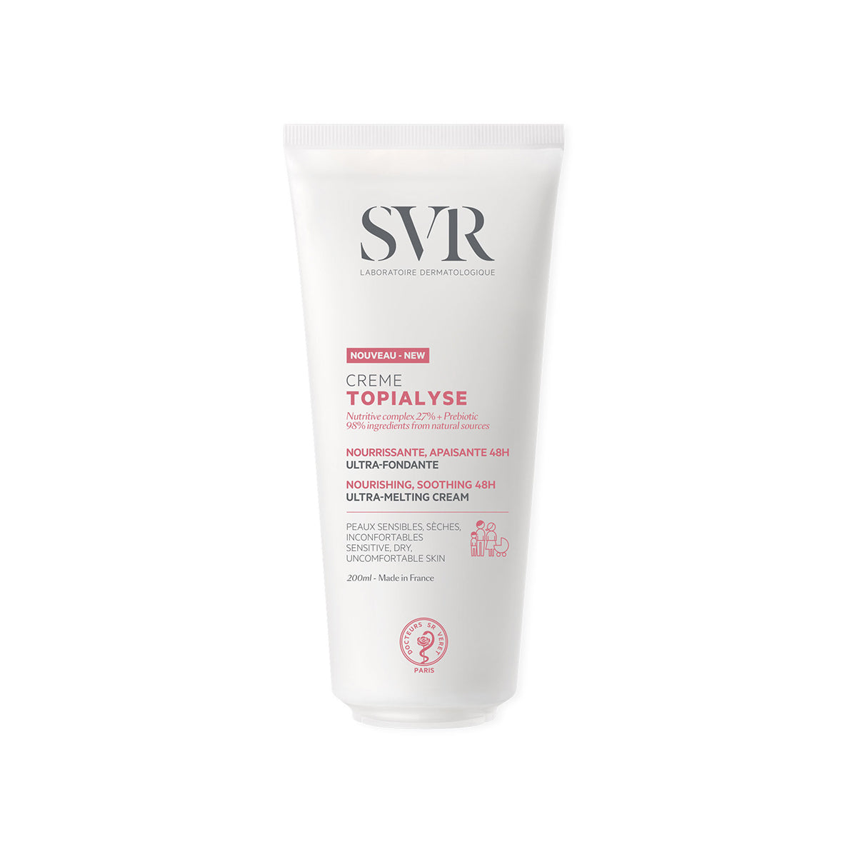 Producto envase de 200 ml de TOPIALYSE Crème  con fondo en blanco