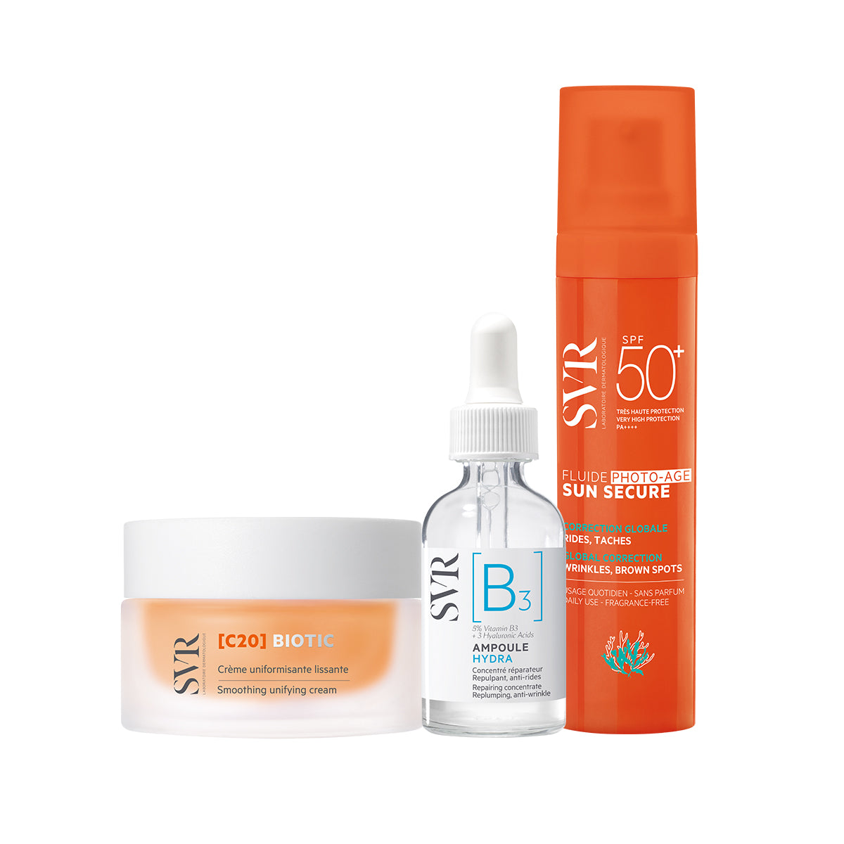 Rutina Radiante e Hidratante: [C20] Biotic + [B3] Ampoule + Fluide Photo-age