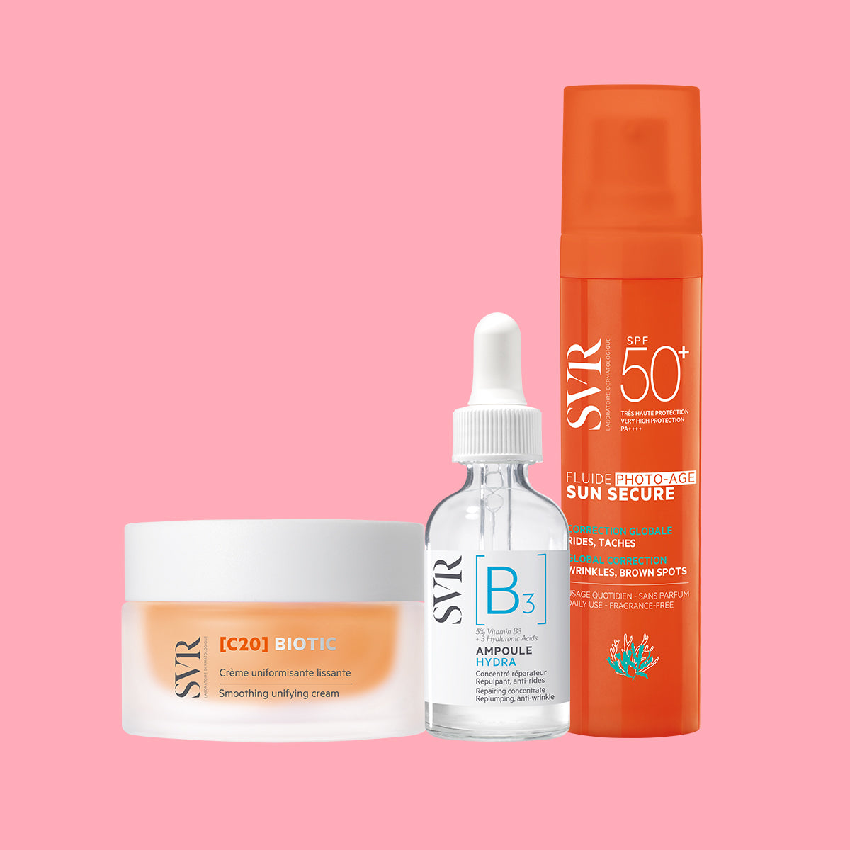 Rutina Radiante e Hidratante: [C20] Biotic + [B3] Ampoule + Fluide Photo-age